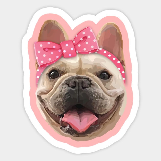 Cute Bulldog with Headband Sticker by thedailysoe